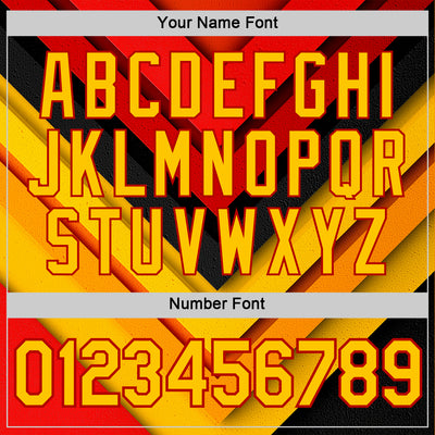 Custom Red Yellow-Black 3D Pattern Design Arrow Shape Sportswear Performance T-Shirt