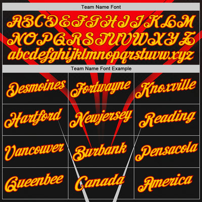 Custom Black Yellow-Red 3D Pattern Design Gradient Line Sportswear Performance T-Shirt