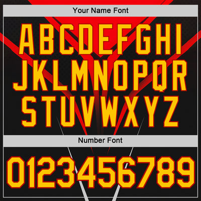 Custom Black Yellow-Red 3D Pattern Design Gradient Line Sportswear Performance T-Shirt