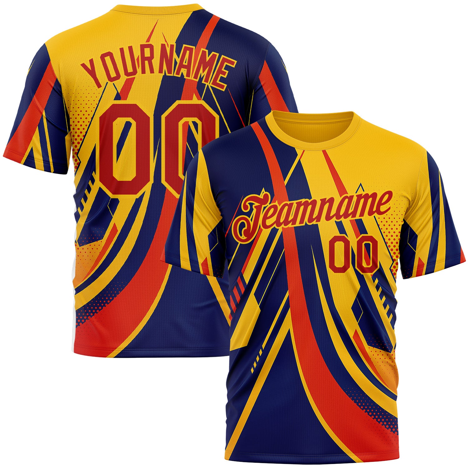 Custom Yellow Red-Blue 3D Pattern Design Romania Colombia Sportswear Performance T-Shirt