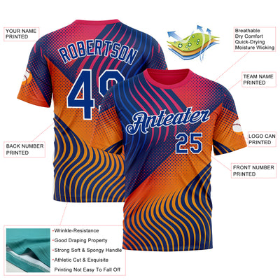 Custom Red Royal Yellow Blue-White 3D Pattern Design Romania Colombia Sportswear Performance T-Shirt