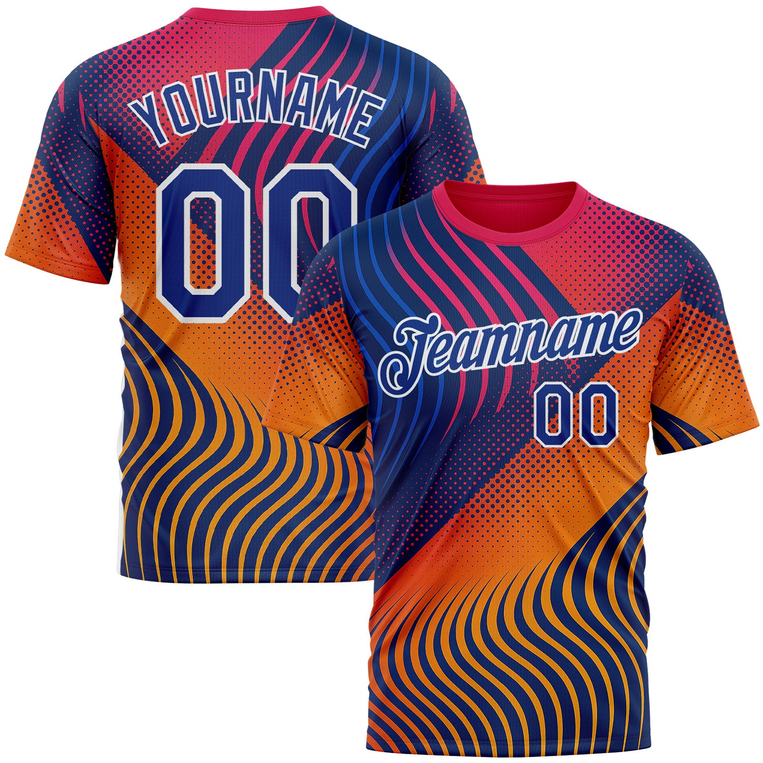 Custom Red Royal Yellow Blue-White 3D Pattern Design Romania Colombia Sportswear Performance T-Shirt