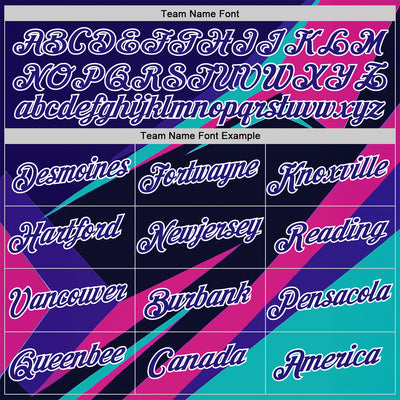 Custom Blue Dark Purple Black Pink-White 3D Pattern Design Line Sportswear Performance T-Shirt