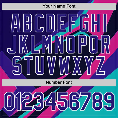 Custom Blue Dark Purple Black Pink-White 3D Pattern Design Line Sportswear Performance T-Shirt