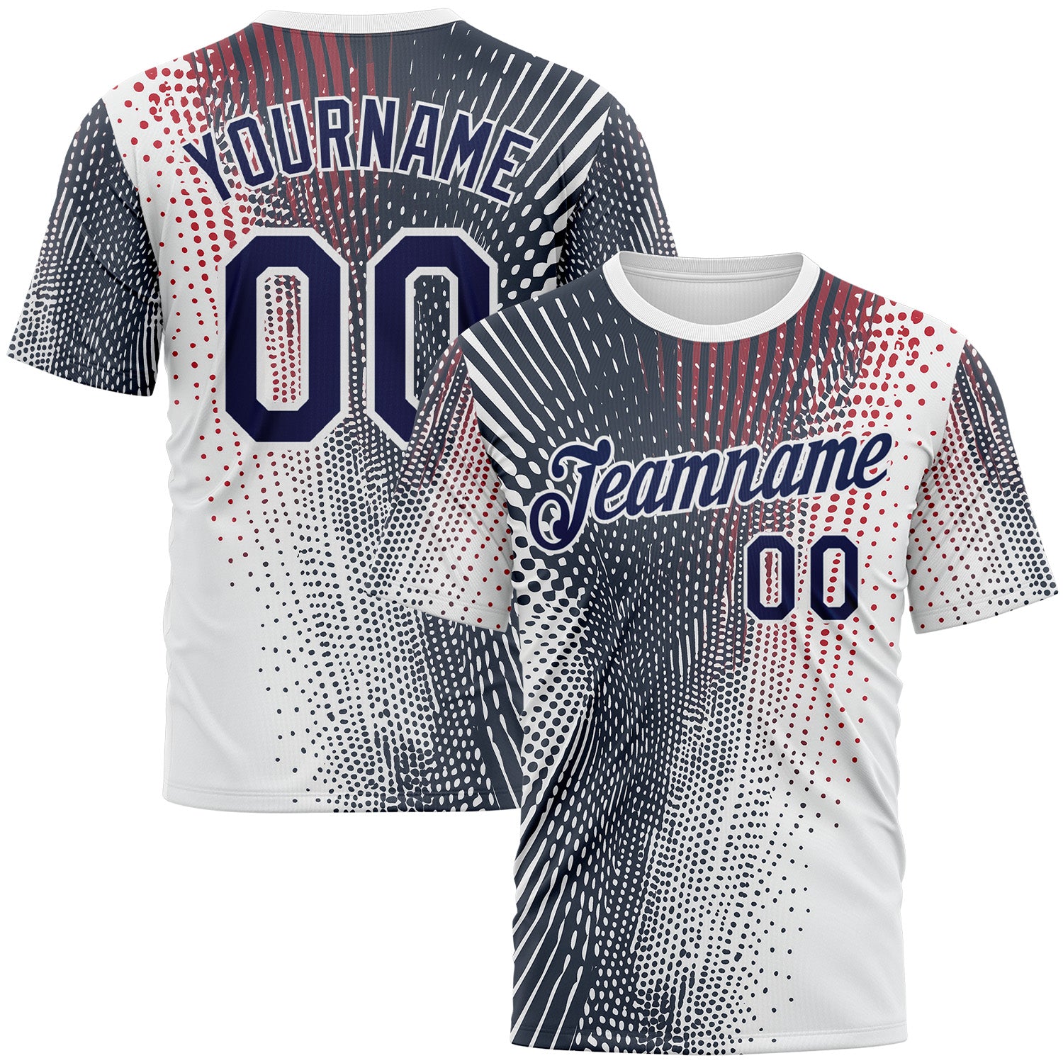 Custom White Navy 3D Pattern Design Gradient Dots Sportswear Performance T-Shirt