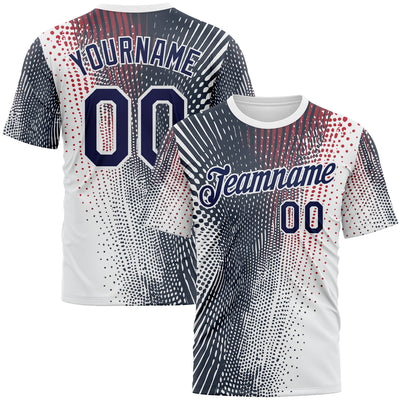Custom White Navy 3D Pattern Design Gradient Dots Sportswear Performance T-Shirt