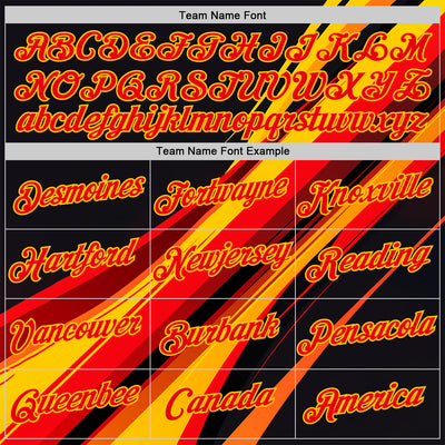Custom Black Fire Red-Yellow 3D Pattern Design Line Sportswear Performance T-Shirt