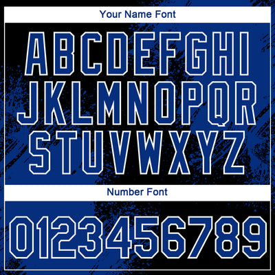 Custom Black Royal-White 3D Pattern Design Abstract Brush Stroke Performance T-Shirt