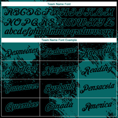 Custom Black Teal 3D Pattern Design Abstract Brush Stroke Performance T-Shirt