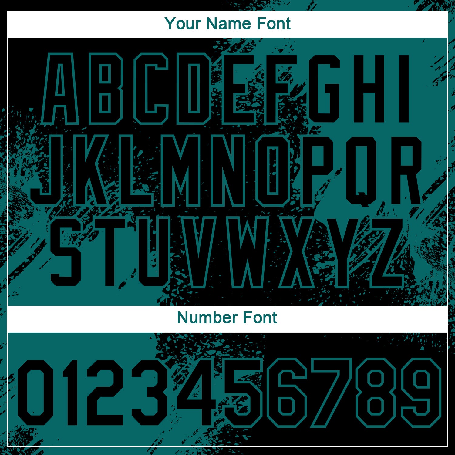 Custom Black Teal 3D Pattern Design Abstract Brush Stroke Performance T-Shirt