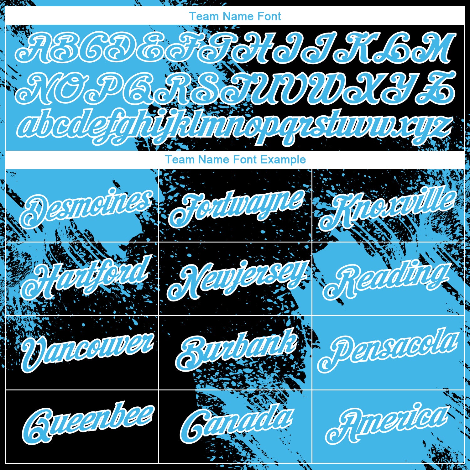 Custom Black Sky Blue-White 3D Pattern Design Abstract Brush Stroke Performance T-Shirt