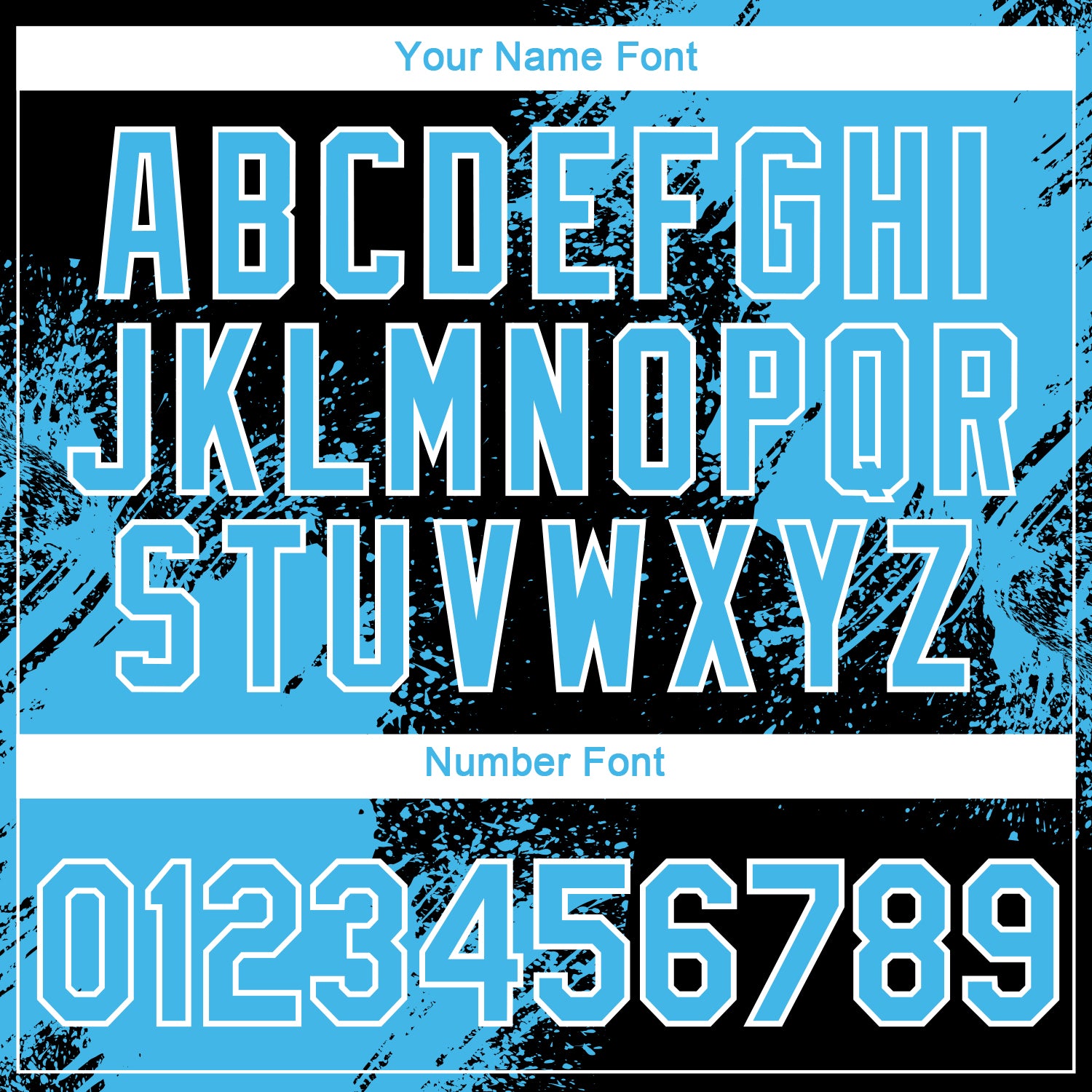 Custom Black Sky Blue-White 3D Pattern Design Abstract Brush Stroke Performance T-Shirt