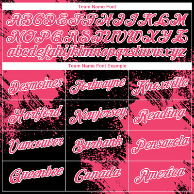 Custom Black Neon Pink-White 3D Pattern Design Abstract Brush Stroke Performance T-Shirt