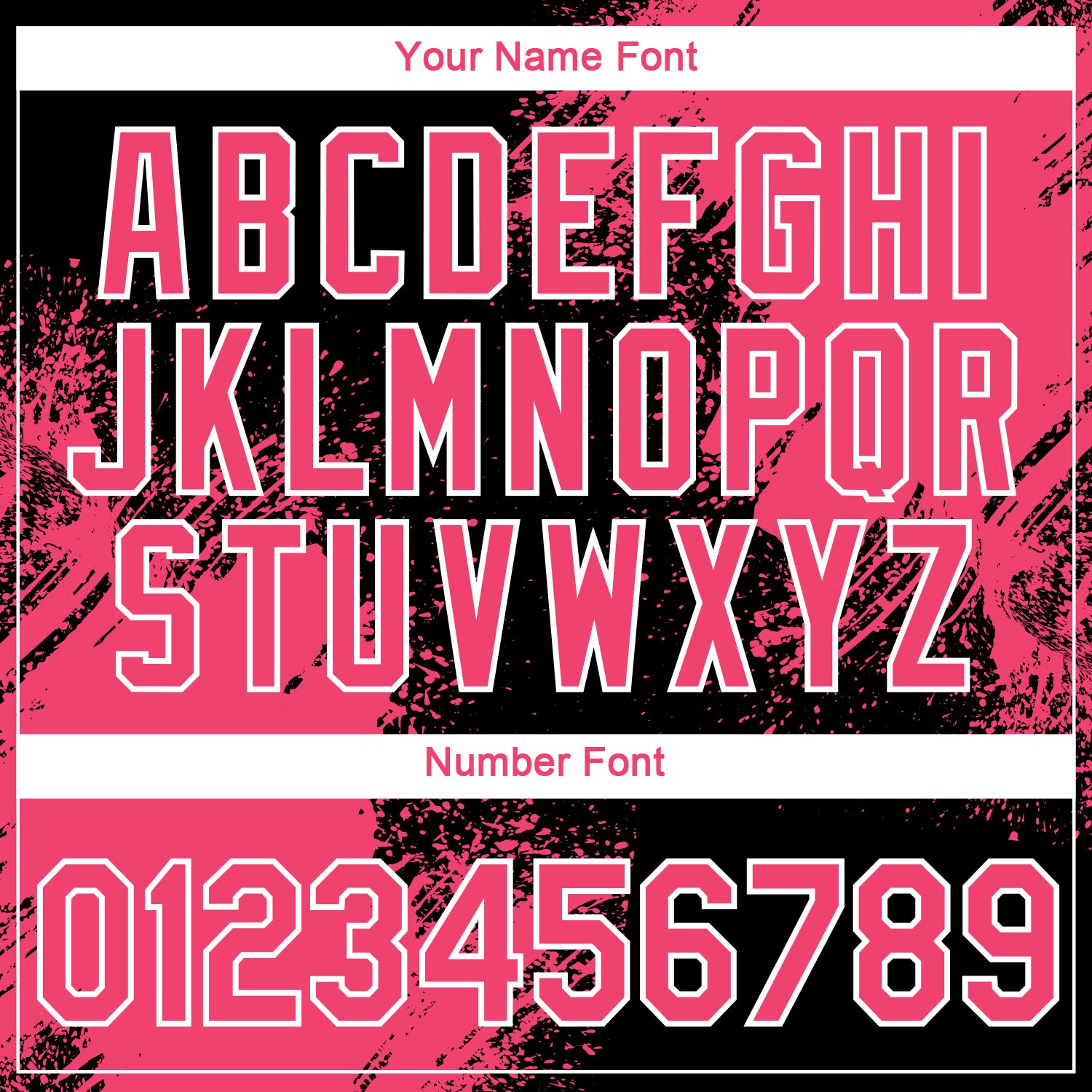 Custom Black Neon Pink-White 3D Pattern Design Abstract Brush Stroke Performance T-Shirt