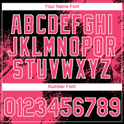 Custom Black Neon Pink-White 3D Pattern Design Abstract Brush Stroke Performance T-Shirt