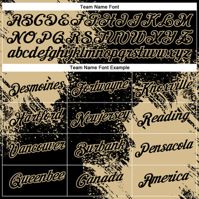 Custom Black Vegas Gold 3D Pattern Design Abstract Brush Stroke Performance T-Shirt