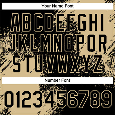 Custom Black Vegas Gold 3D Pattern Design Abstract Brush Stroke Performance T-Shirt