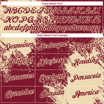 Custom Crimson Cream 3D Pattern Design Abstract Brush Stroke Performance T-Shirt