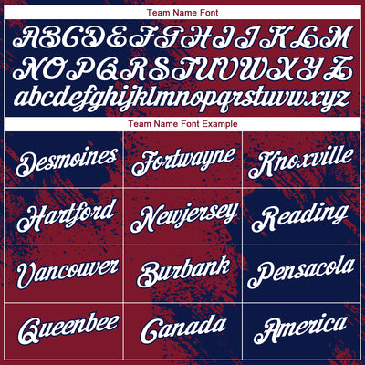 Custom Crimson White-Navy 3D Pattern Design Abstract Brush Stroke Performance T-Shirt