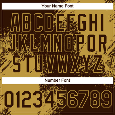 Custom Brown Old Gold 3D Pattern Design Abstract Brush Stroke Performance T-Shirt