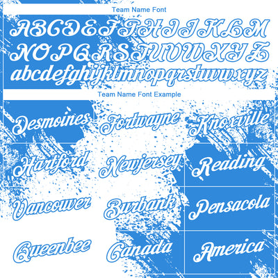 Custom White Powder Blue 3D Pattern Design Abstract Brush Stroke Performance T-Shirt