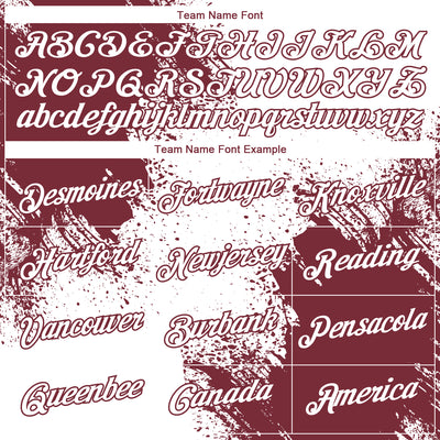 Custom White Burgundy 3D Pattern Design Abstract Brush Stroke Performance T-Shirt