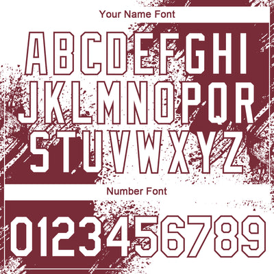 Custom White Burgundy 3D Pattern Design Abstract Brush Stroke Performance T-Shirt