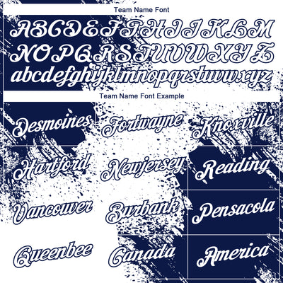 Custom White Navy 3D Pattern Design Abstract Brush Stroke Performance T-Shirt