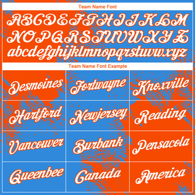 Custom Powder Blue White-Orange 3D Pattern Design Abstract Brush Stroke Performance T-Shirt