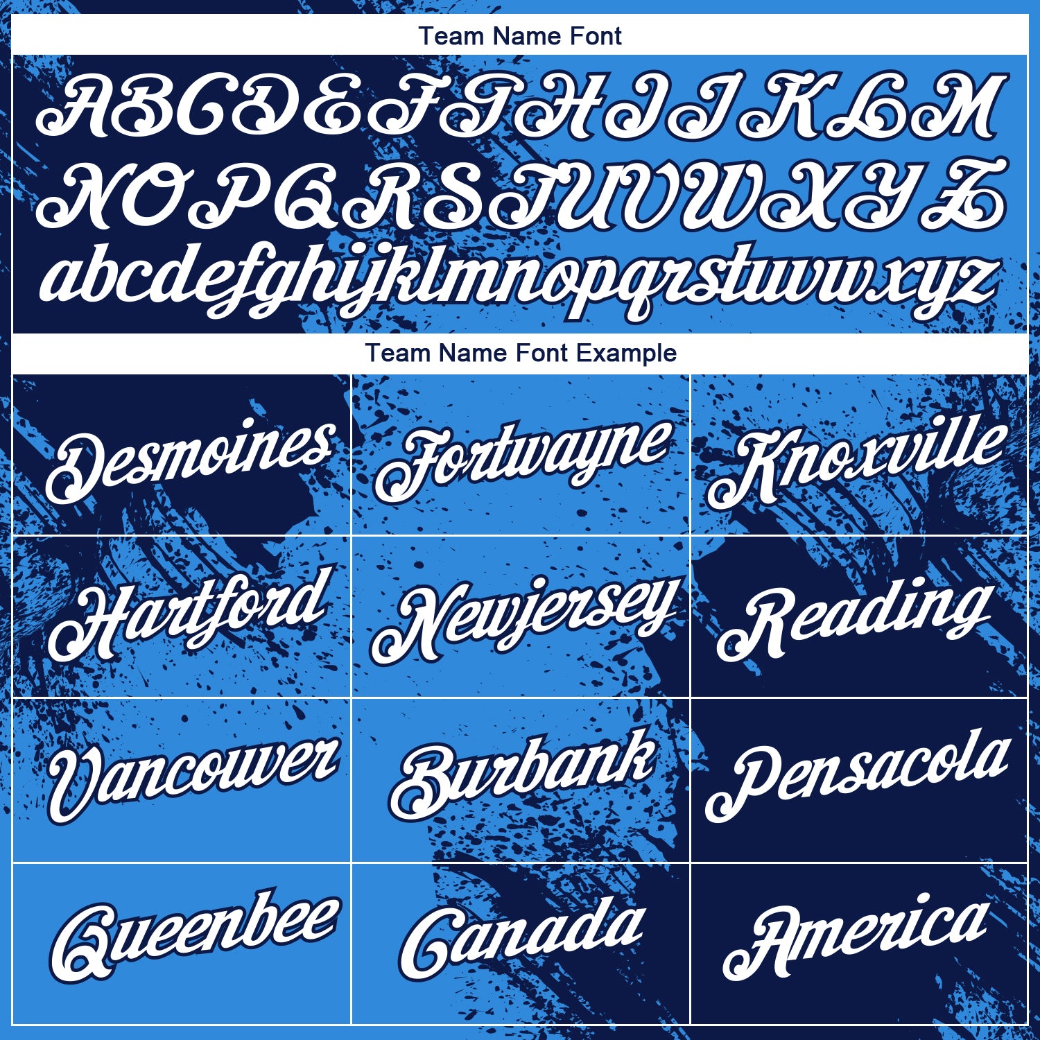 Custom Powder Blue White-Navy 3D Pattern Design Abstract Brush Stroke Performance T-Shirt