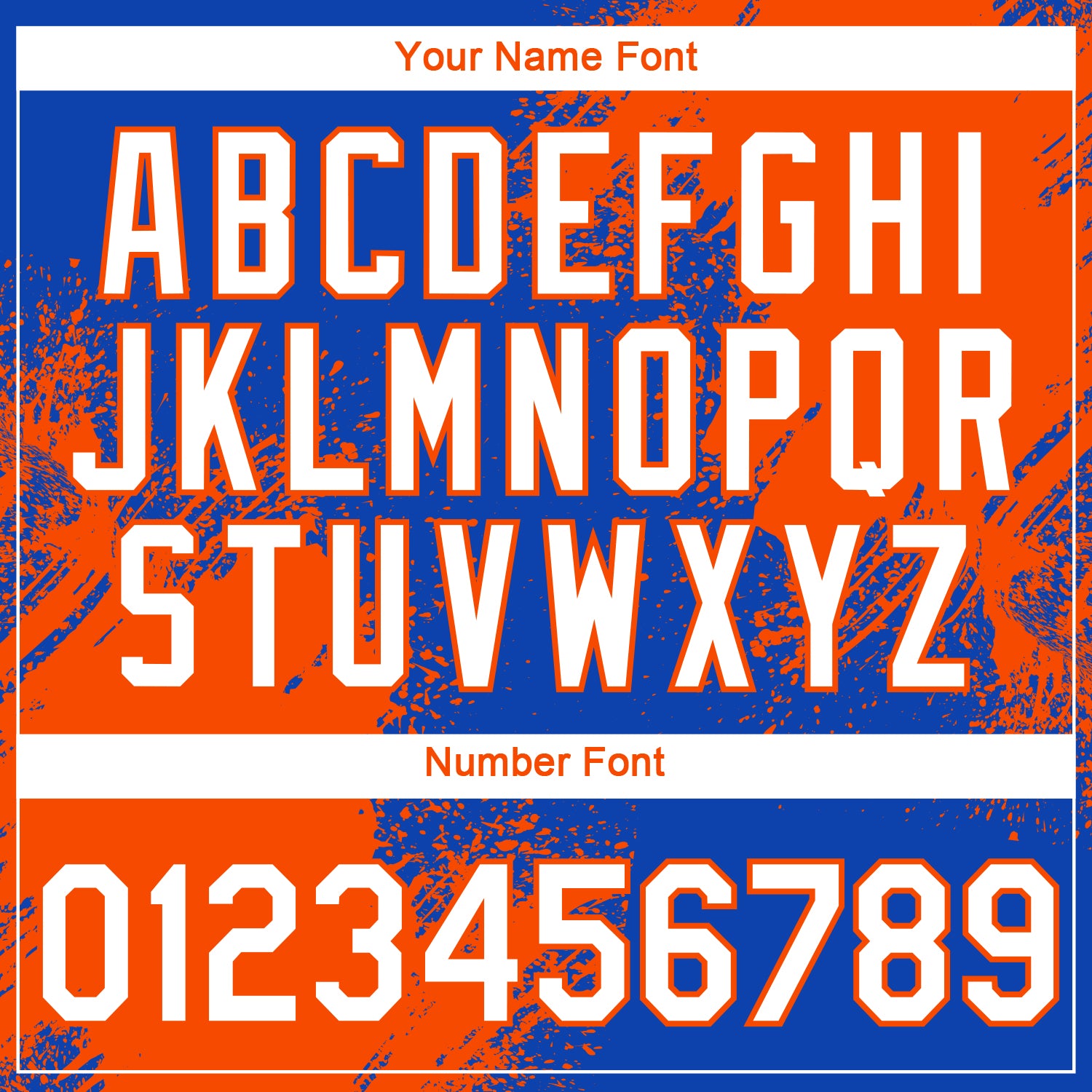 Custom Thunder Blue White-Orange 3D Pattern Design Abstract Brush Stroke Performance T-Shirt