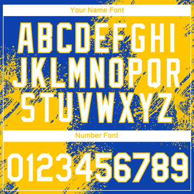 Custom Thunder Blue White-Yellow 3D Pattern Design Abstract Brush Stroke Performance T-Shirt