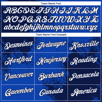 Custom Thunder Blue White-Navy 3D Pattern Design Abstract Brush Stroke Performance T-Shirt