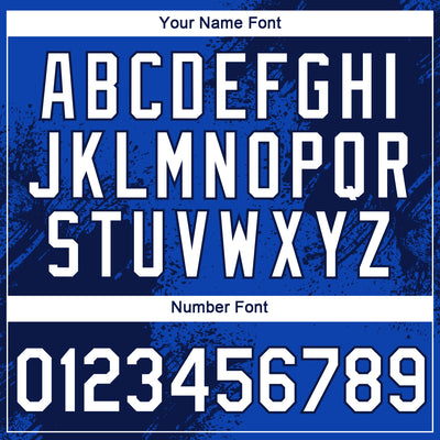 Custom Thunder Blue White-Navy 3D Pattern Design Abstract Brush Stroke Performance T-Shirt