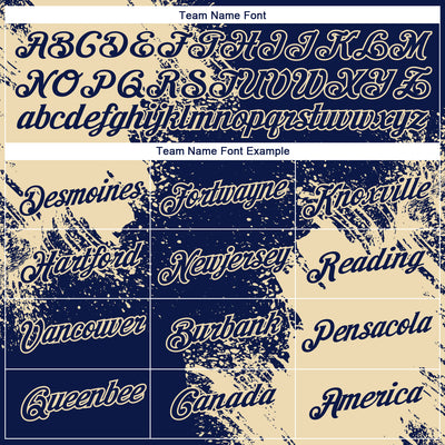 Custom Navy Cream 3D Pattern Design Abstract Brush Stroke Performance T-Shirt