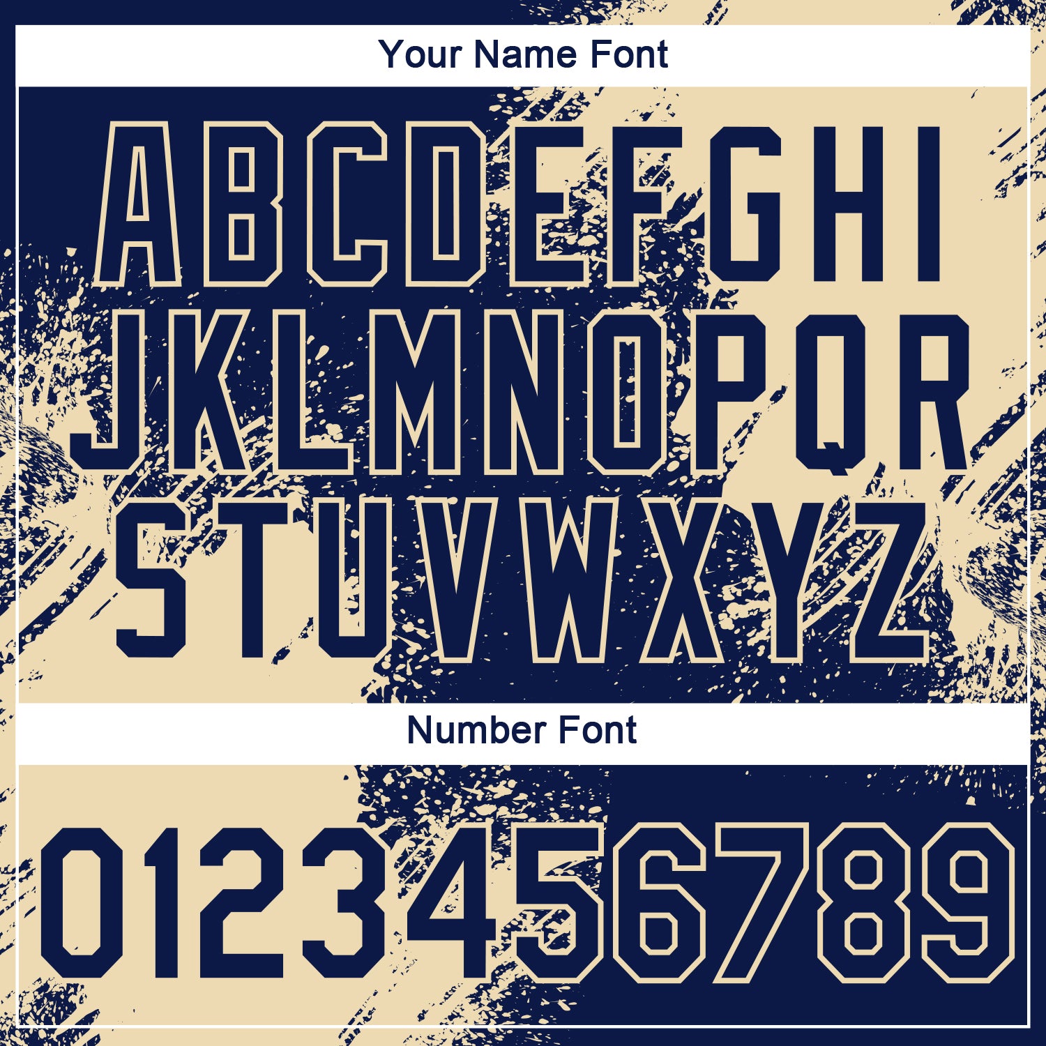 Custom Navy Cream 3D Pattern Design Abstract Brush Stroke Performance T-Shirt