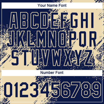 Custom Navy Cream 3D Pattern Design Abstract Brush Stroke Performance T-Shirt