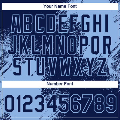 Custom Navy Light Blue 3D Pattern Design Abstract Brush Stroke Performance T-Shirt