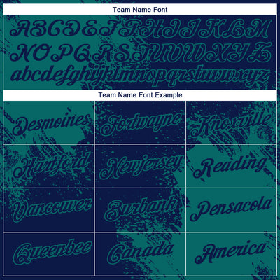 Custom Navy Teal 3D Pattern Design Abstract Brush Stroke Performance T-Shirt