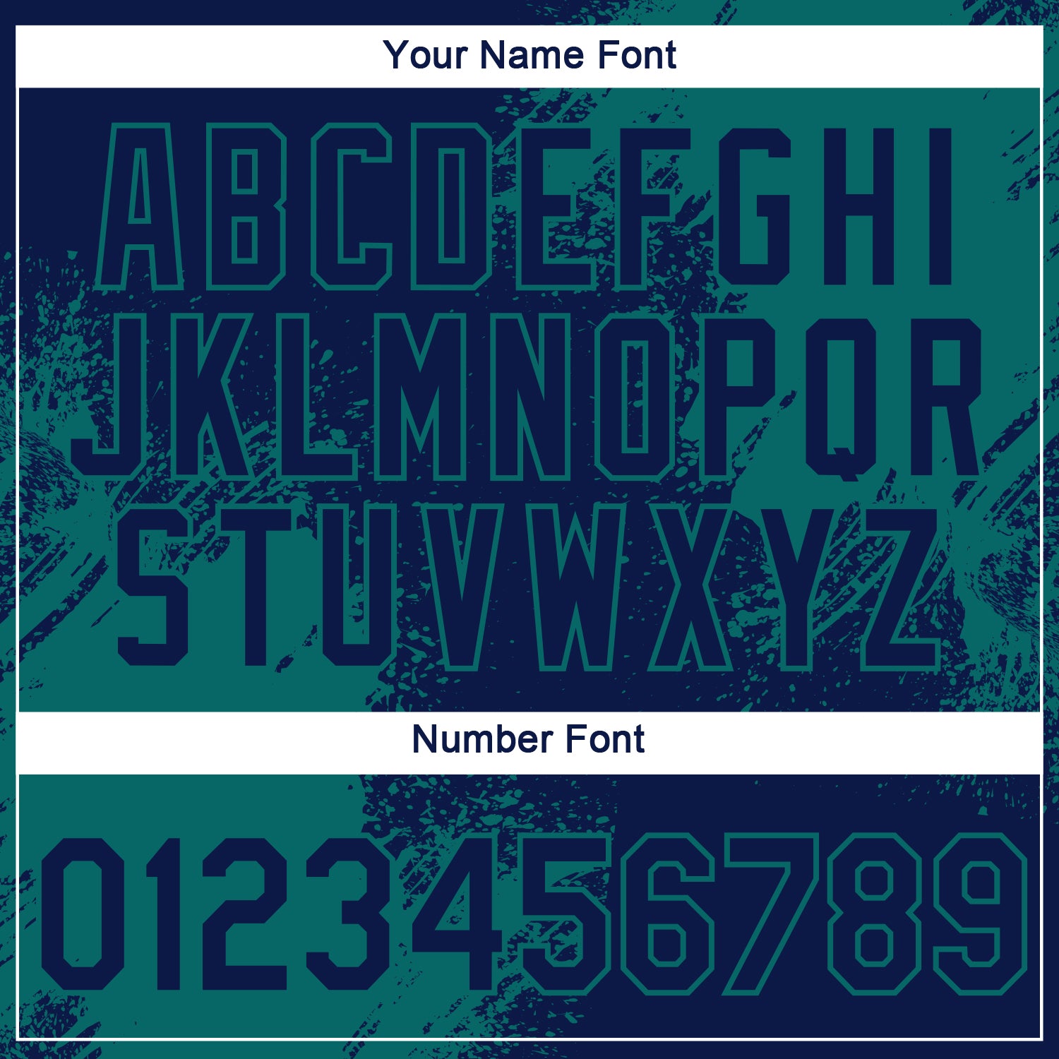 Custom Navy Teal 3D Pattern Design Abstract Brush Stroke Performance T-Shirt