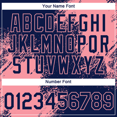 Custom Navy Medium Pink 3D Pattern Design Abstract Brush Stroke Performance T-Shirt