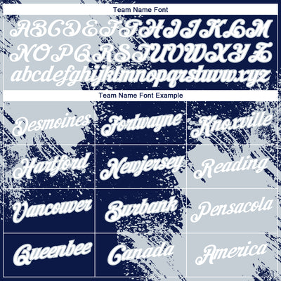 Custom Navy White-Silver 3D Pattern Design Abstract Brush Stroke Performance T-Shirt