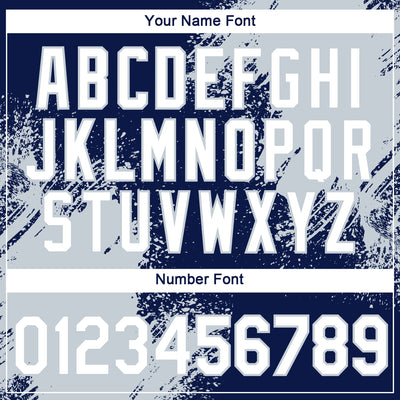 Custom Navy White-Silver 3D Pattern Design Abstract Brush Stroke Performance T-Shirt