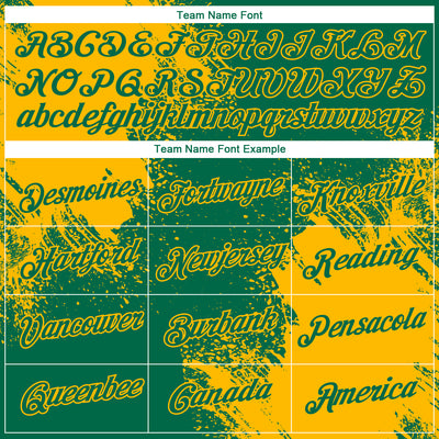 Custom Kelly Green Gold 3D Pattern Design Abstract Brush Stroke Performance T-Shirt