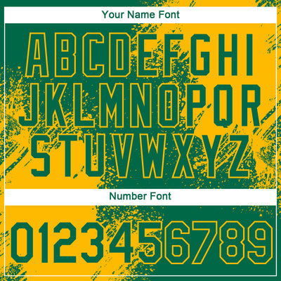 Custom Kelly Green Gold 3D Pattern Design Abstract Brush Stroke Performance T-Shirt