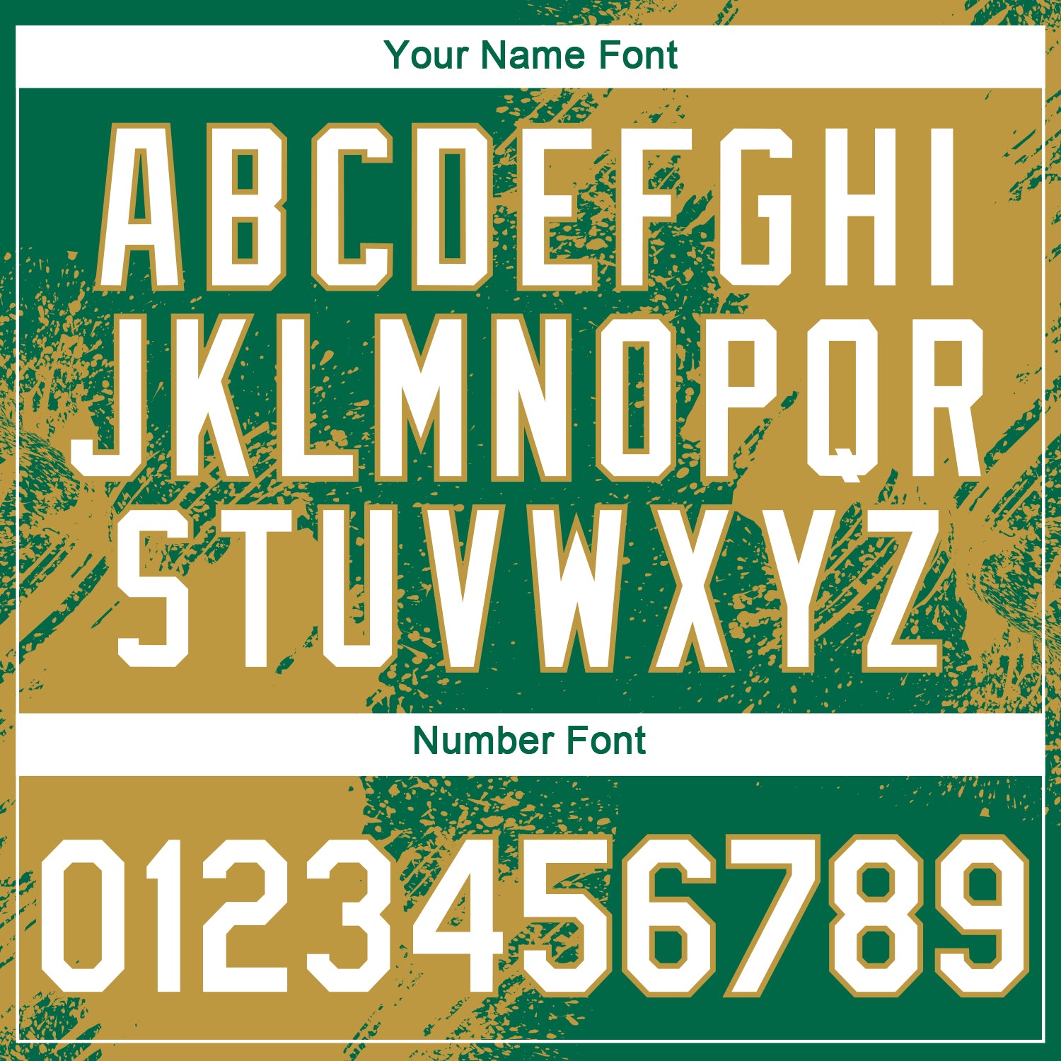 Custom Kelly Green White-Old Gold 3D Pattern Design Abstract Brush Stroke Performance T-Shirt