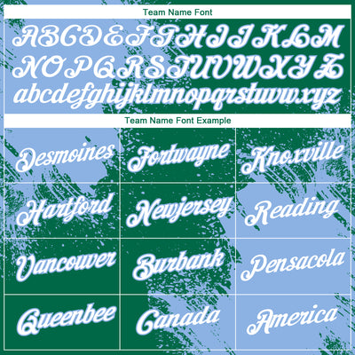 Custom Kelly Green White-Light Blue 3D Pattern Design Abstract Brush Stroke Performance T-Shirt