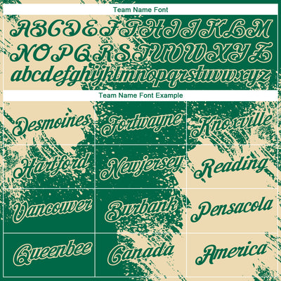 Custom Kelly Green Cream 3D Pattern Design Abstract Brush Stroke Performance T-Shirt