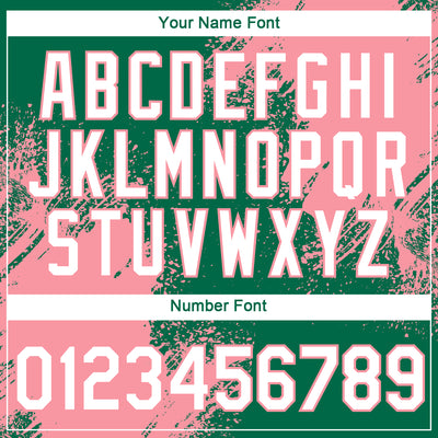 Custom Kelly Green White-Medium Pink 3D Pattern Design Abstract Brush Stroke Performance T-Shirt