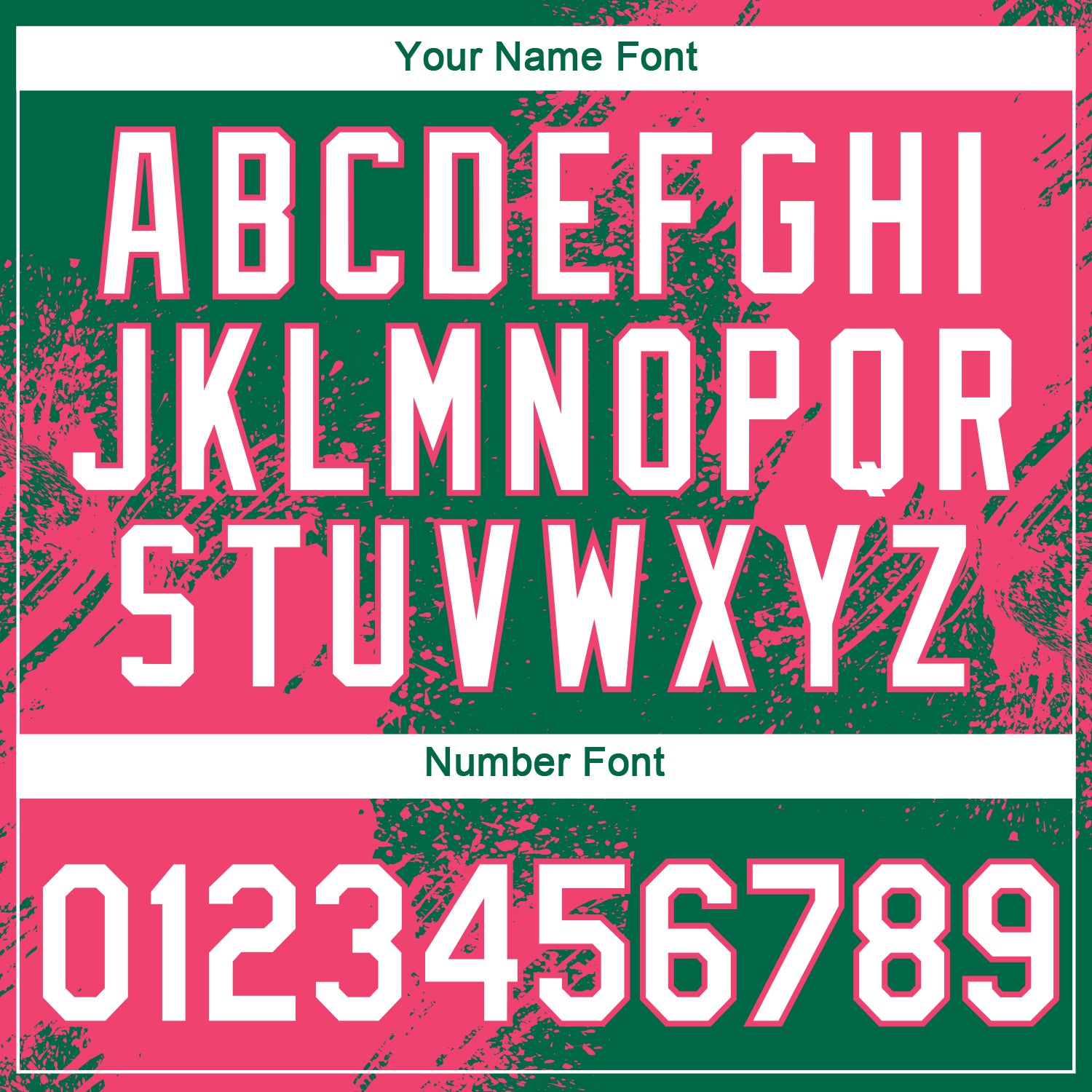 Custom Kelly Green White-Neon Pink 3D Pattern Design Abstract Brush Stroke Performance T-Shirt